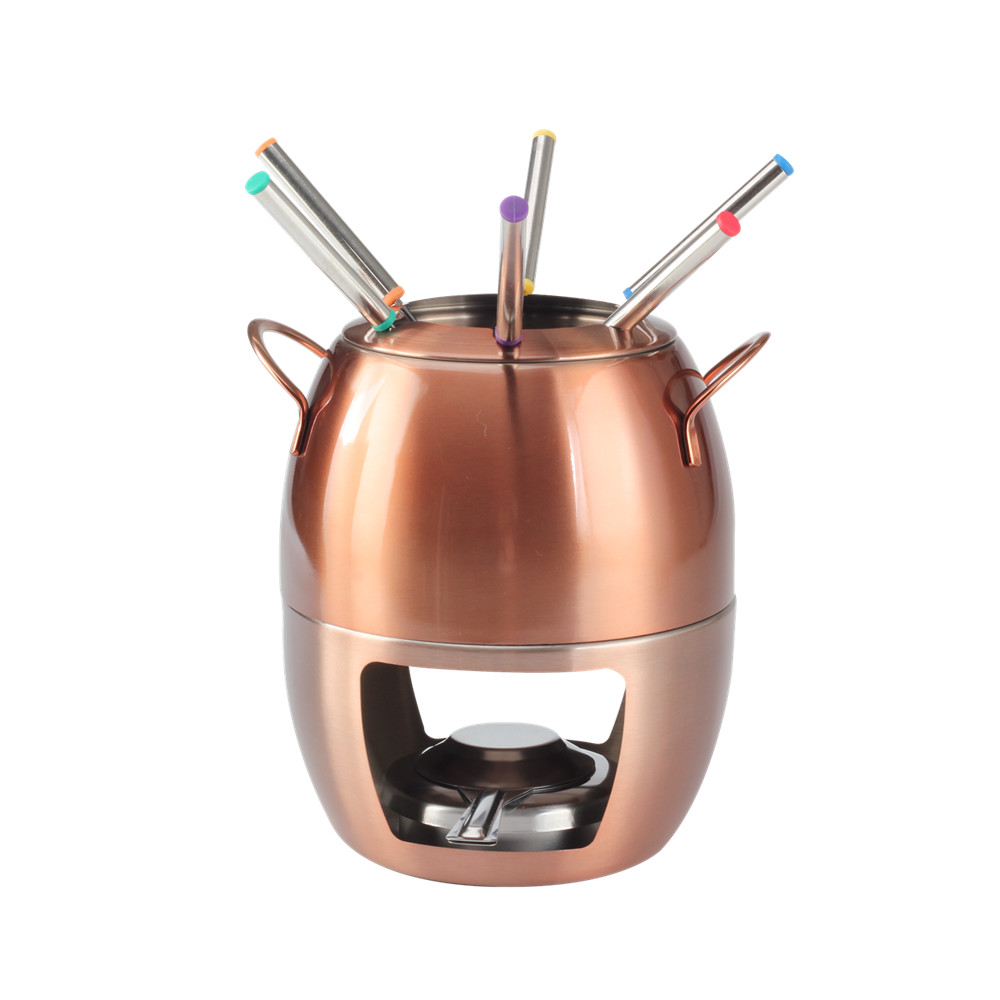 Chocolate Cheese Fondue Pot Set With Bowls And Folks - Chocolate Fondue