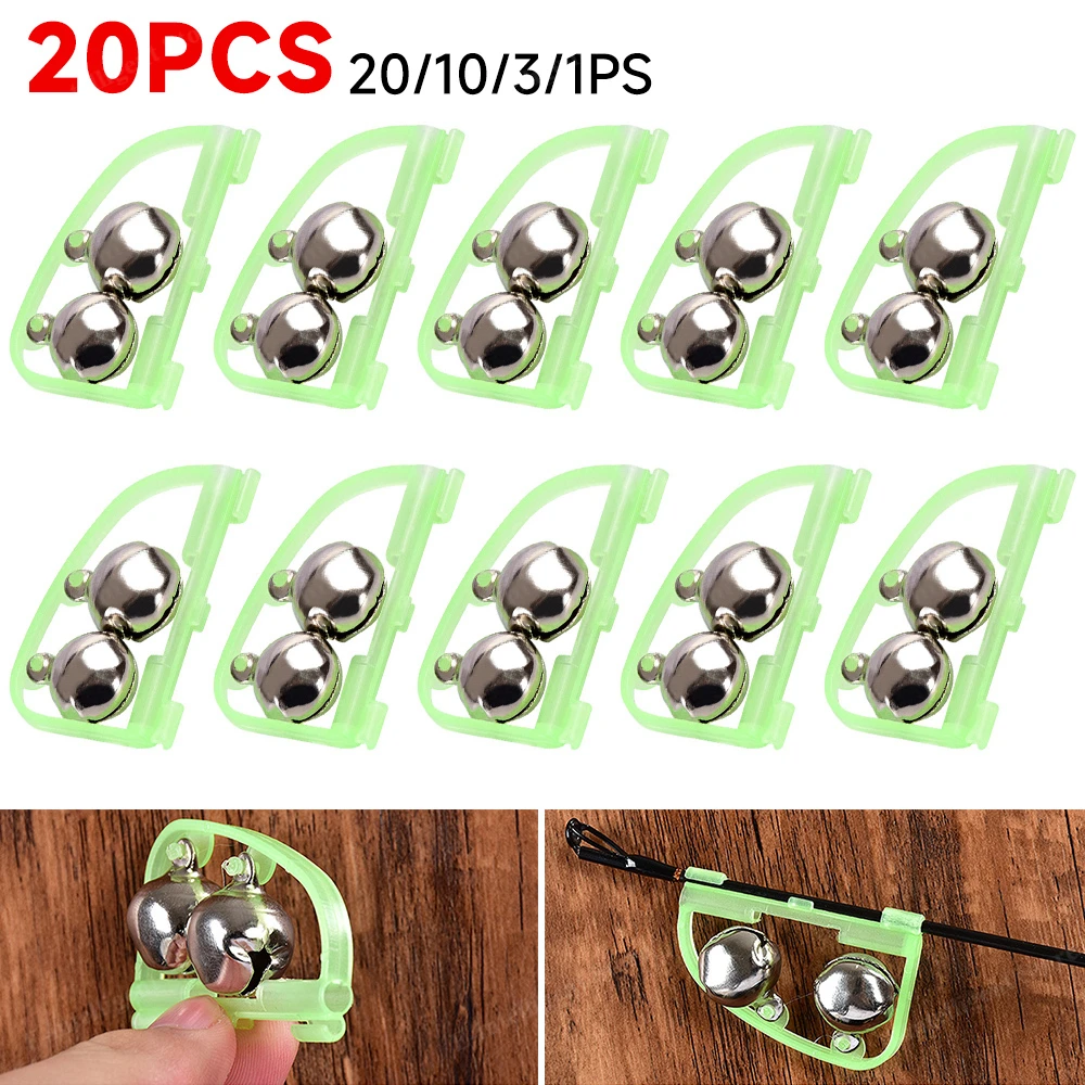 Wholesale Night Fishing Rod Tip Red LED Light Twin Bells Ring Fish Bait