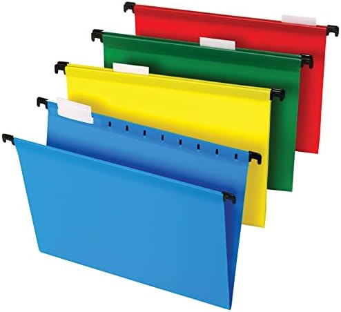 Colored Hanging Folders, Letter Size, 1/5-Cut Tabs, Blue, 25/Box