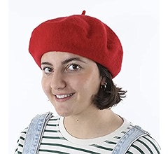 Black Knit Beret: Alpaca Angora Wool Blend, Classic French Style - UK