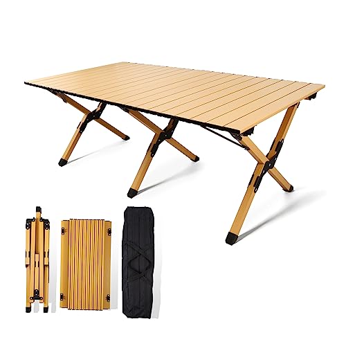 Aptliton Folding Camping Table 4FT, Portable Roll Up Design For Compact