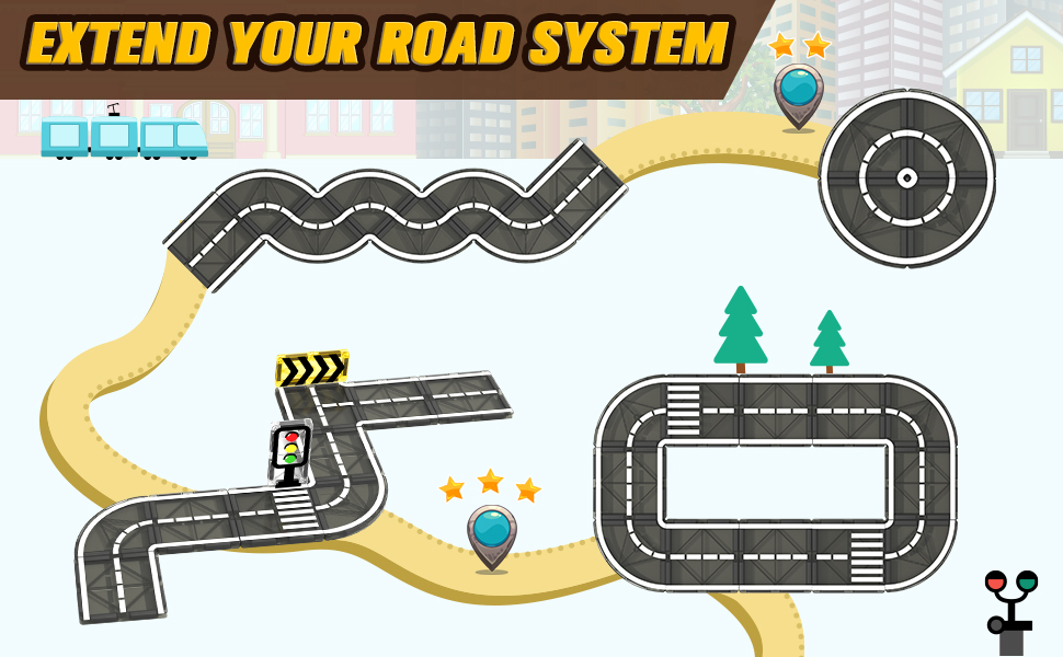 104 PCS Magnetic Tiles Road Set, STEM Magnet Building Blocks For Kids Toddler Toys Games Christmas Birthday Gifts For 3 Year Old Boys Girls Car Enthusiasts And Classroom Must Haves