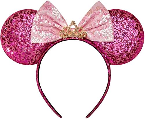 Disney Store Disney Mouse Ears Headband Bow Glitter Fancy Dress Party Princess Decoration Cosplay Costume Holidays Birthday Gifts For Girl Minnie Mouse Ears