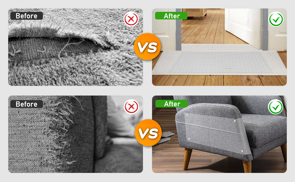 UrossCarpet Protector For Pets -3.6FT 2PCS Black Round Corner Plastic Carpet Protector, Under Door Cat Carpet Protector For Doorway, Anti Cat Scratch