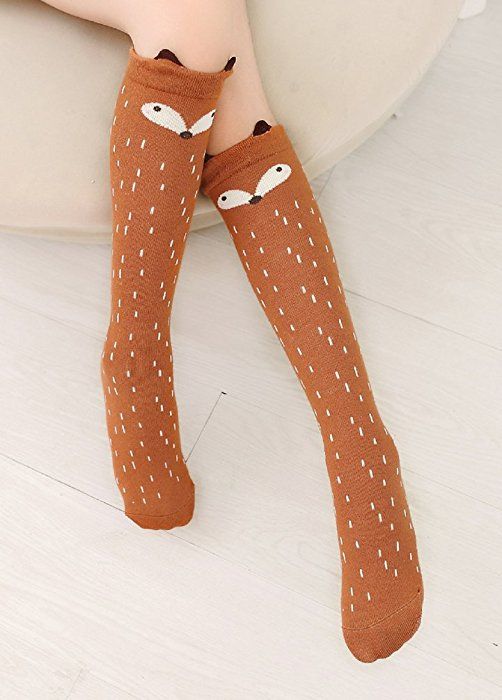 FedMois 6 Pairs Girls Knee High Long Socks Cotton Animal Stockings