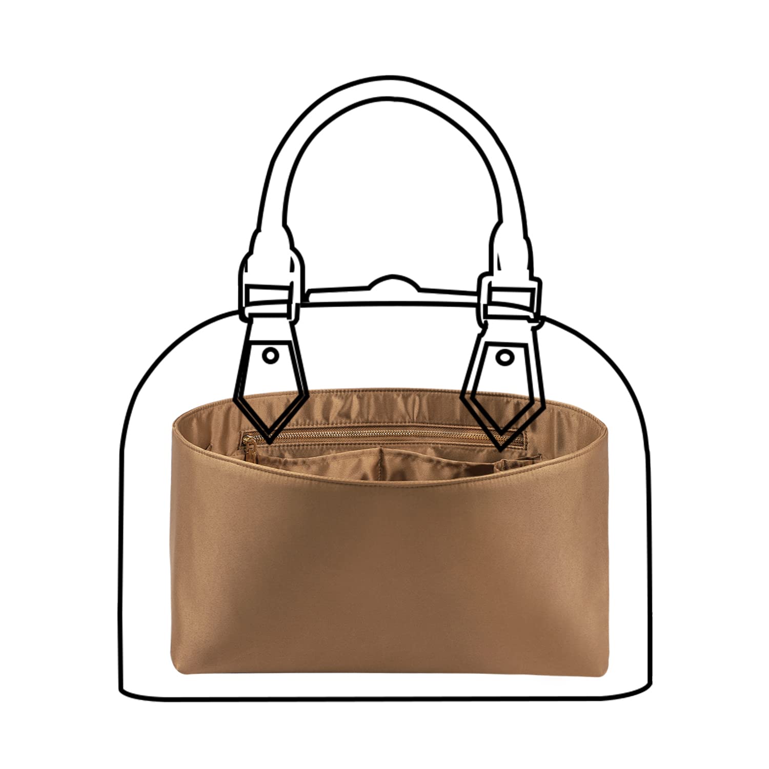 IN. Purse Organizer Insert With Zipper, Nylon Fabric Storage Bag With Handles, For Womens Handbags & Tote Bags, Neverfull, Lightweight Large Sized Black On Philippines