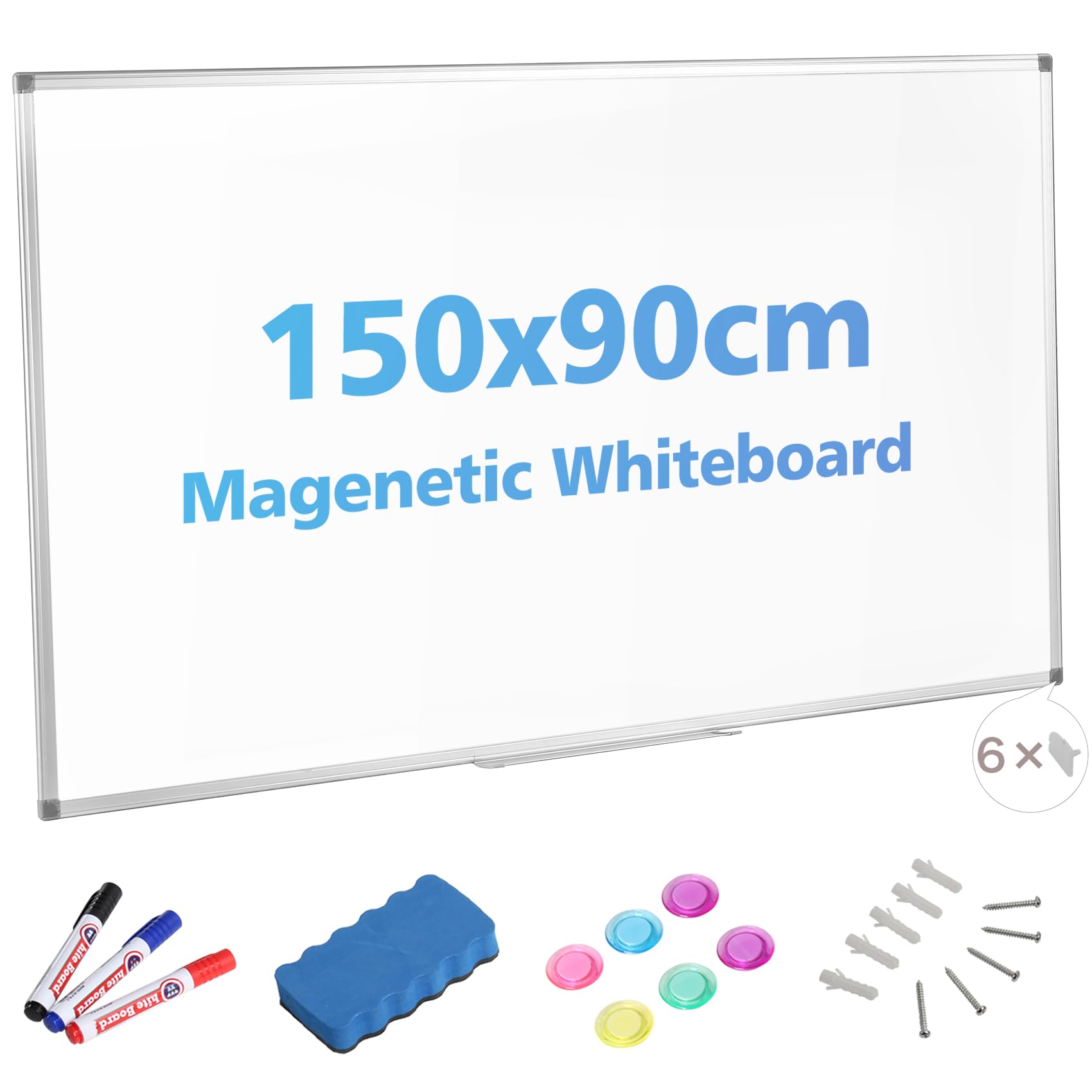 Dry Erase Drywipe Magnetic Whiteboard 48"x36"Silver Aluminium Frame 122cm X91cm Notice Memo Board Office