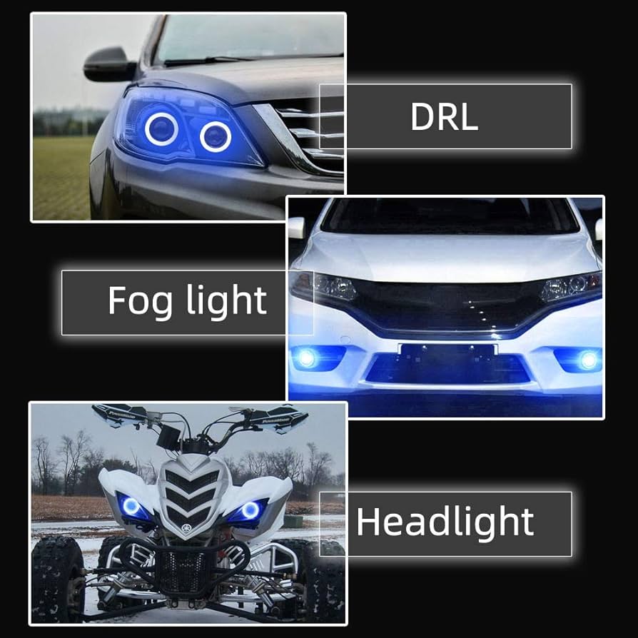 PAIR 70MM DRL COB LED Angel Eyes Halo Ring Fog Light Red Daytime Running Light EUR 12,16