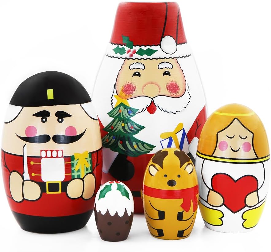 Six Story Santa Claus Snowman Russian Nesting Doll Expressio