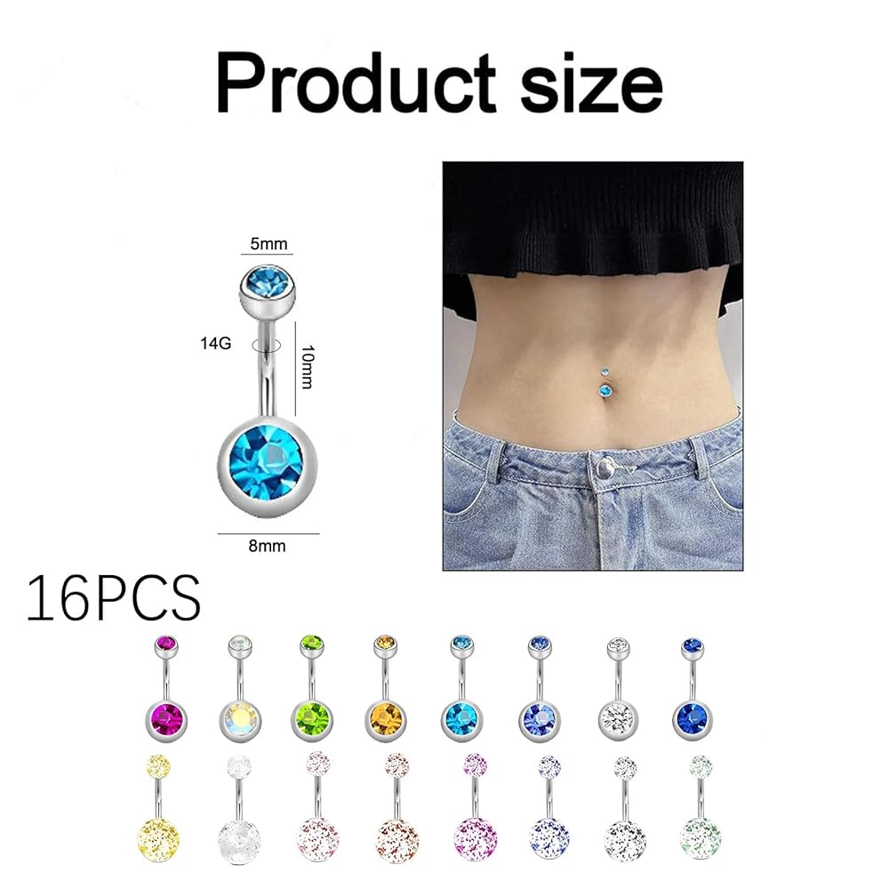 Stainless Steel Round Ball Nine Colors Belly Button Rings - Belly Button Rings And Belly Piercing Price