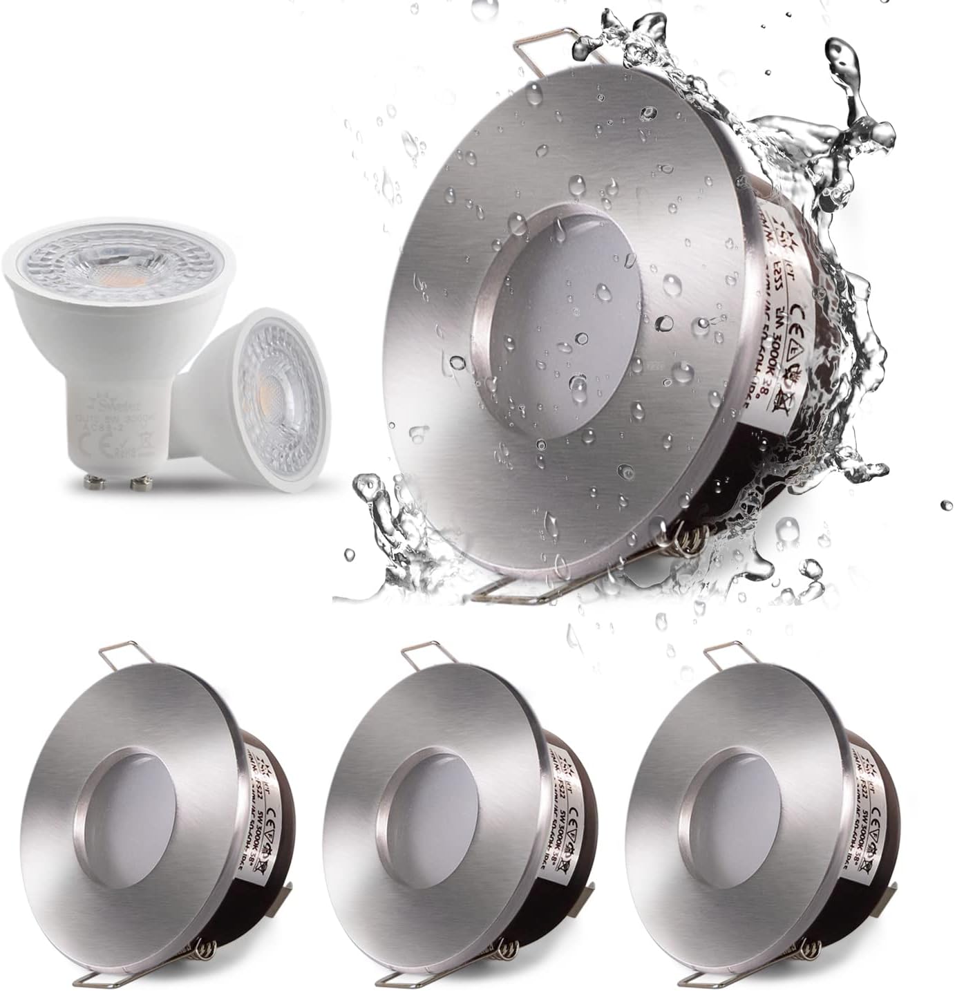 IP65 Downlight Waterproof LED Spotlight Bathroom Shower Lights, Round Recessed Lamp Ceiling Lighting Fixture, 3W 5W 7W AC110V-240V 3000K 4000K 6000K, Outdoor Spot Lights