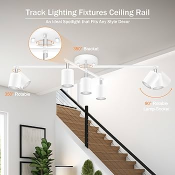 Litecraft 2 Metre Kitchen Track Light With 6 Harlem Fixture & LED Bulbs - White | UK