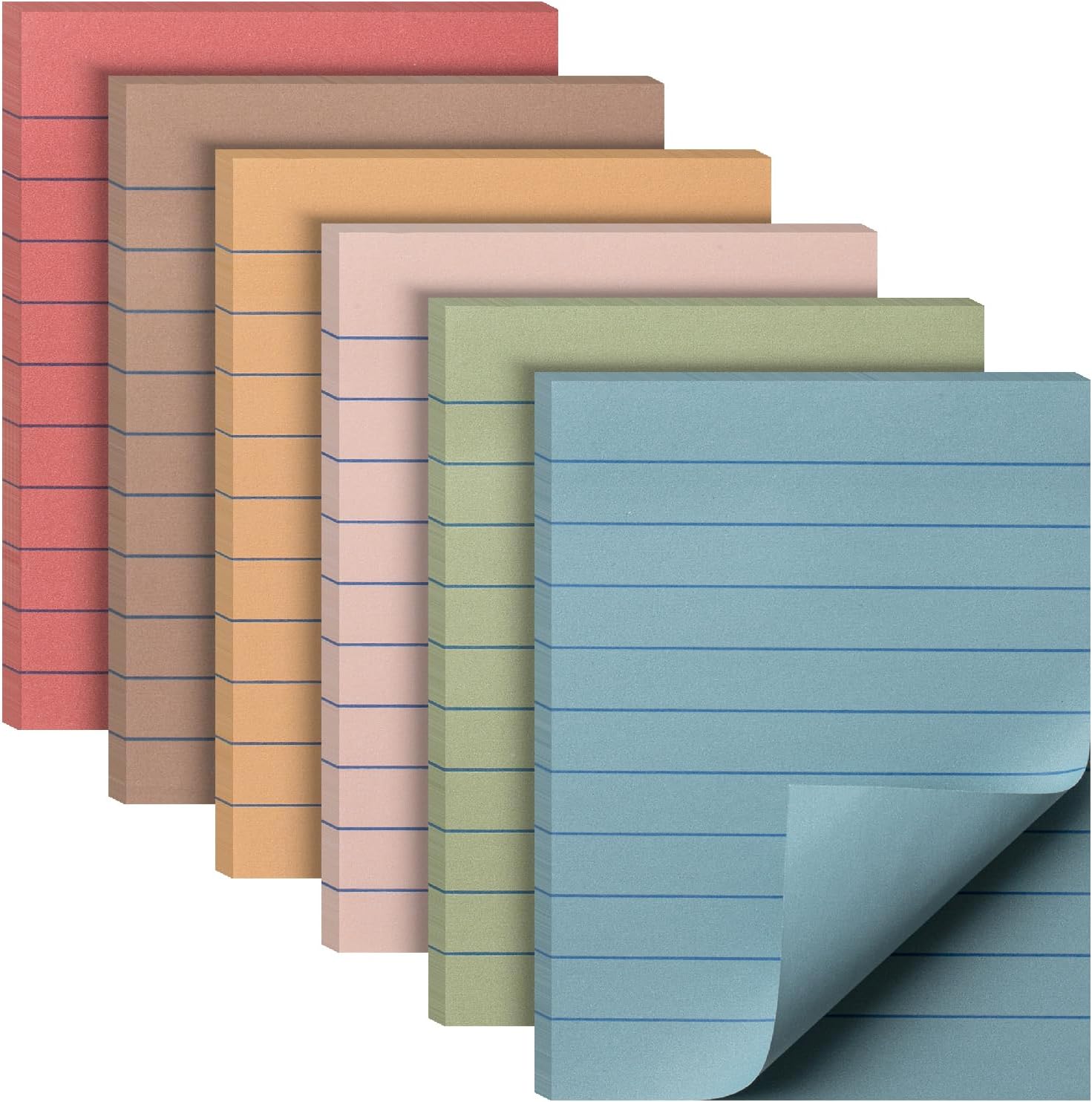 Evergreen Goods 4 Pads Multi Pastel Coloured Sticky Notes | 4 Colours Per Pad, 100 Sheets Per Pad, 76x76mm (3" X 3"), Removable