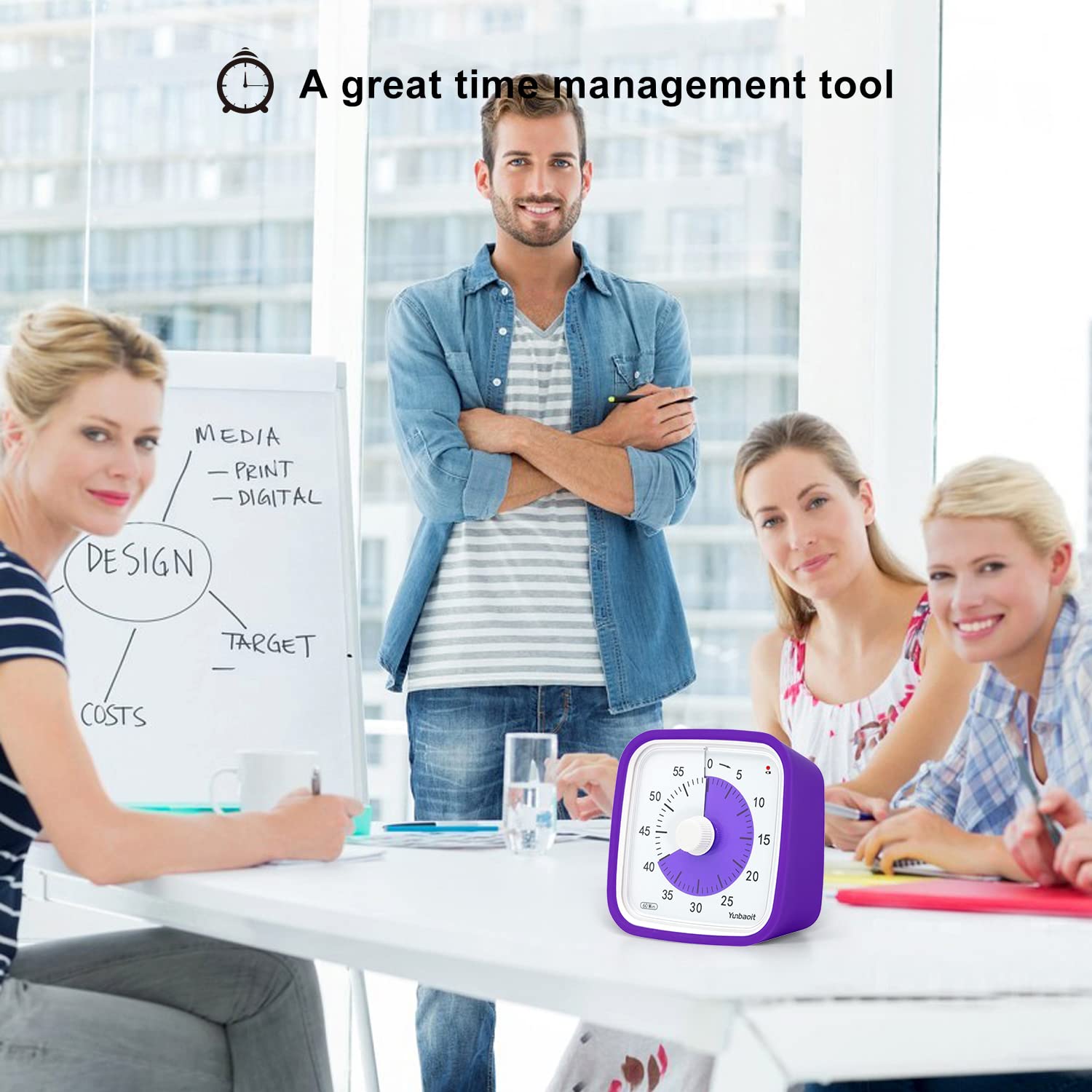 Yunbaoit Visual Timer Clock 60 Minute Time Countdown Kitchen Classroom Focus Tim