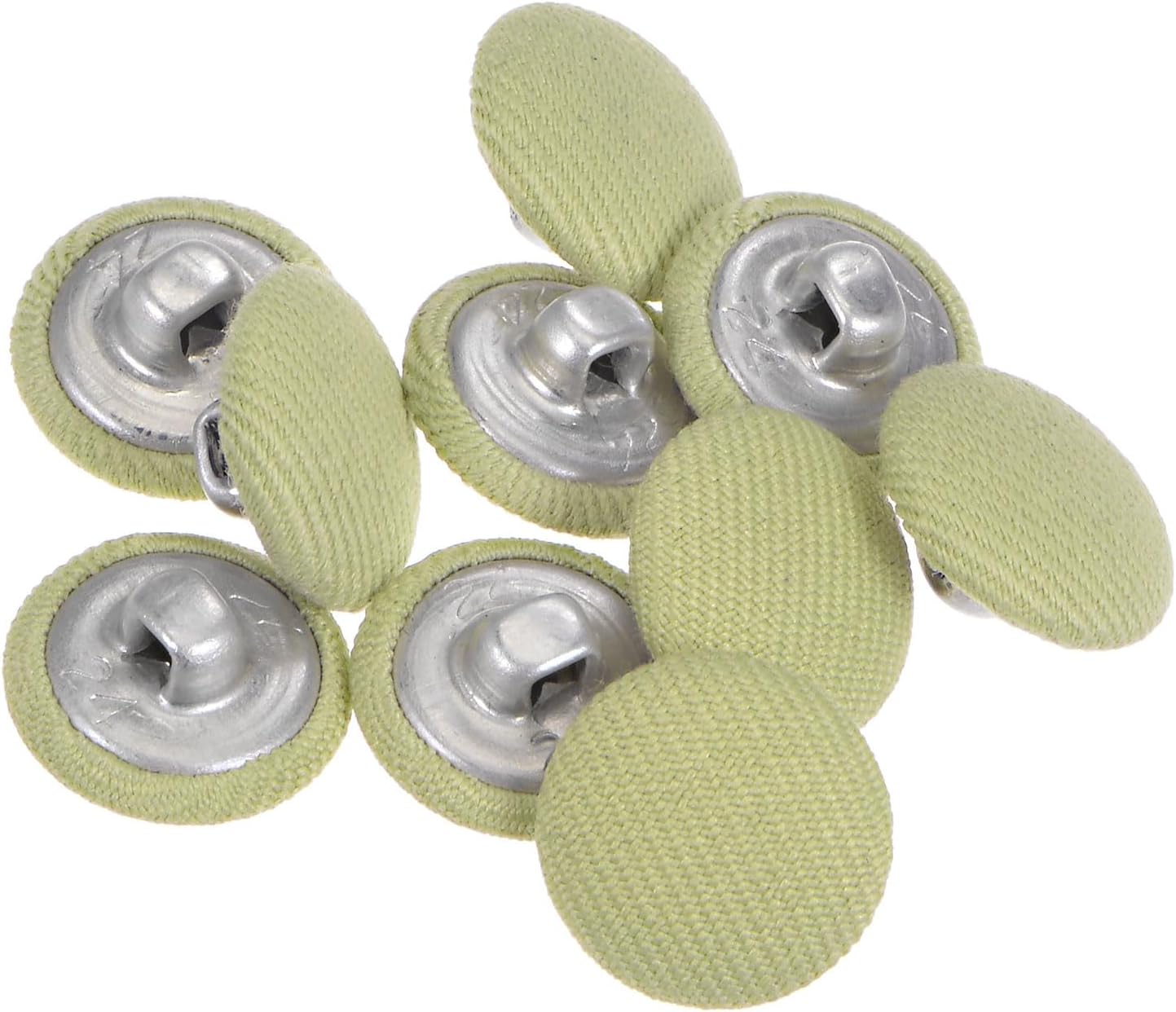 Uxcell 20pcs 24L Fabric Cloth Covered Button 15mm Metal Shank Round Sewing Buttons For Suits Dress Blouses Beige
