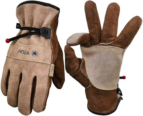 WZQH Leather Work Gloves For Men Or Women. Large Glove For Gardening, Tig/Mig Welding, Construction, Chainsaw, Farm, Ranch, Etc. Cowhide, Cotton Lined, Utility, Firm Grip, Durable. Coffee-grey L