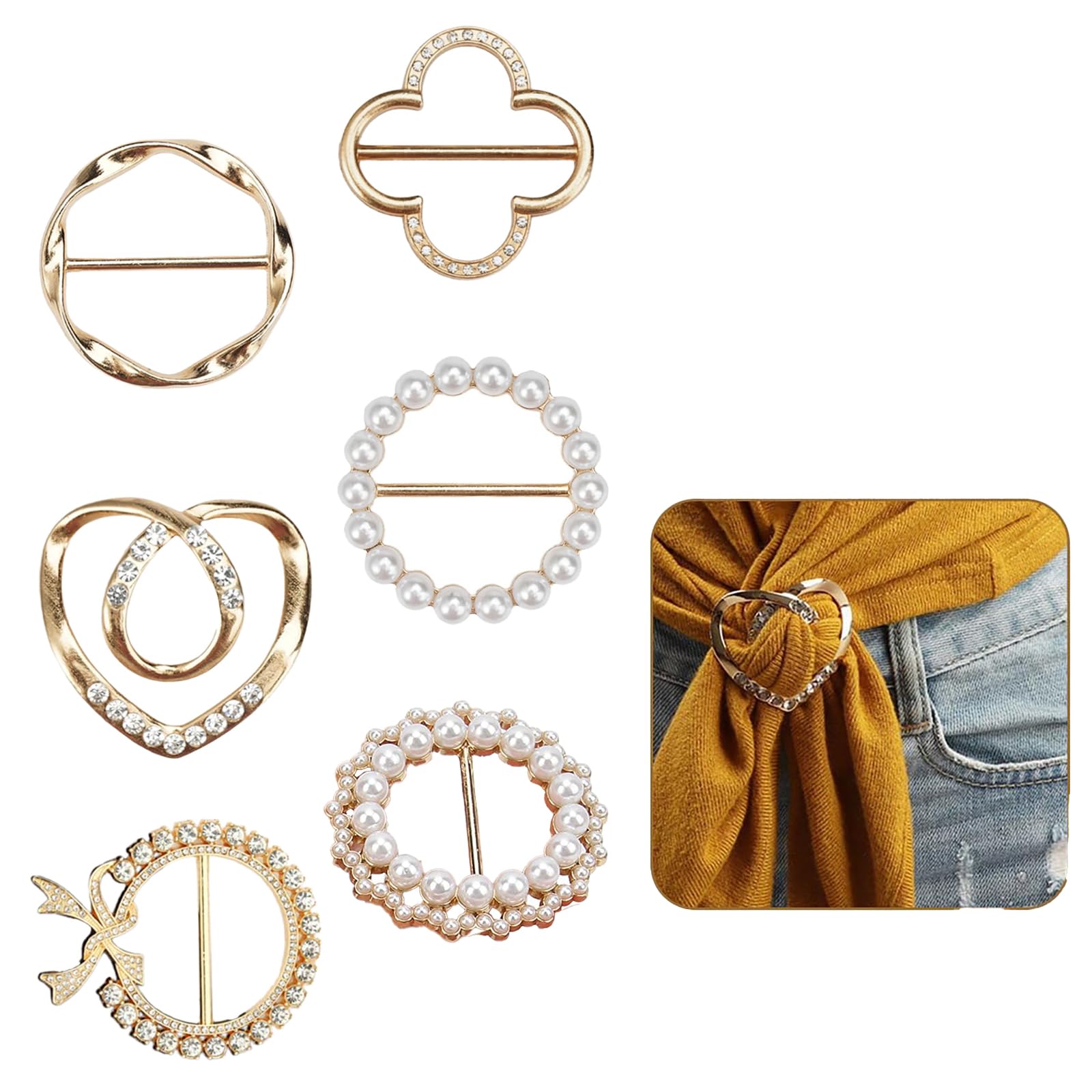 Silk Scarf Ring Clip For Women Brooch Ring Wrap Holder Fashion Round