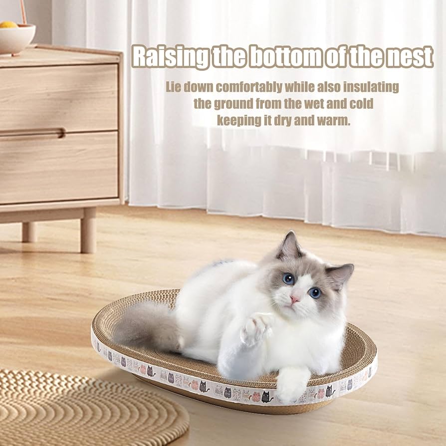 Oval Cat Scratcher Cardboard Bowl Nest | Cat Scratching Board