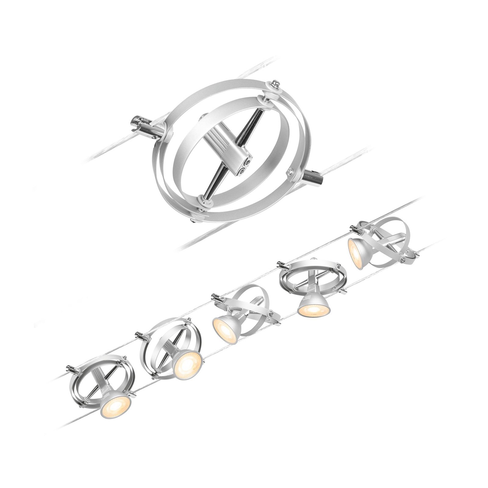 Paulmann Wire Systems DC Set DiscLED II 5x4W Chrom Matt 230V/12V DC 30VA Metall