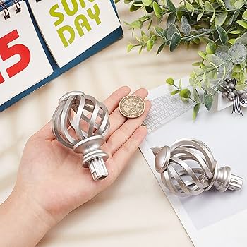 UFURMATE Curtain Finials, 6Pcs Gold Plastic Drapery Rail Pole Head Cap Decorative