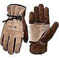 WZQH Leather Work Gloves For Men Or Women. Large Glove For Gardening, Tig/Mig Welding, Construction, Chainsaw, Farm, Ranch, Etc. Cowhide, Cotton Lined, Utility, Firm Grip, Durable. Coffee-grey L