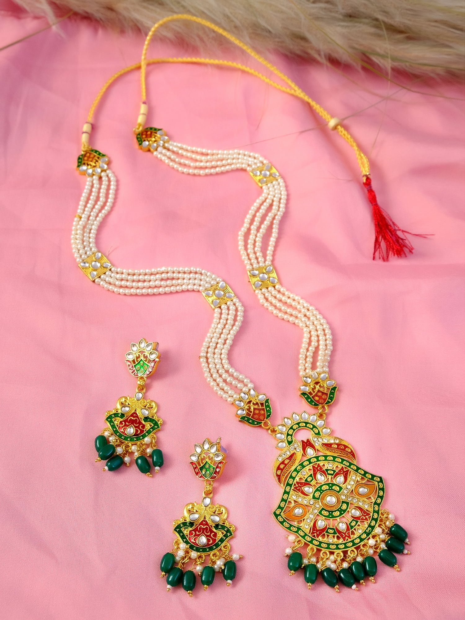 Bocar Bohemian Triple Strand Layered Beaded Statement Necklace And Earring Set For Women, Fashion Jewelry With Acrylic And Glass Beads(NK-10077