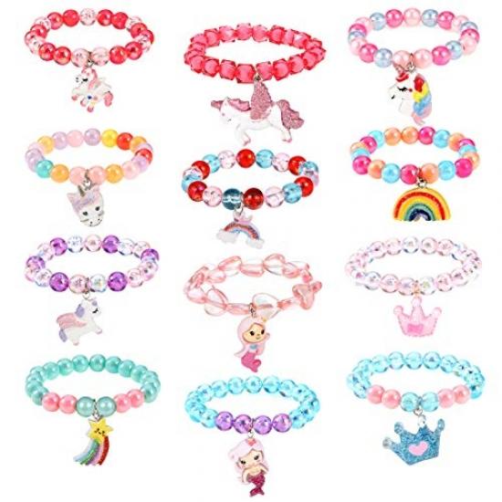 Winrayk 12 Sets Unicorn Party Favors Birthday Supplies For Girls, Drawstring Bag Glow Tattoo Sticker Silicone Bracelet Keychain, Goodie Bag Stuffer Filler Kids Rainbow Unicorn Party Supplies Decor
