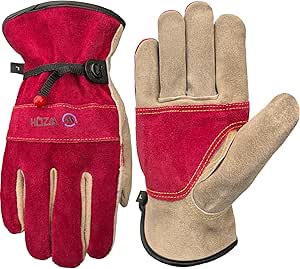 WZQH Leather Work Gloves For Men Or Women. Large Glove For Gardening, Tig/Mig Welding, Construction, Chainsaw, Farm, Ranch, Etc. Cowhide, Cotton Lined, Utility, Firm Grip, Durable. Coffee-grey L