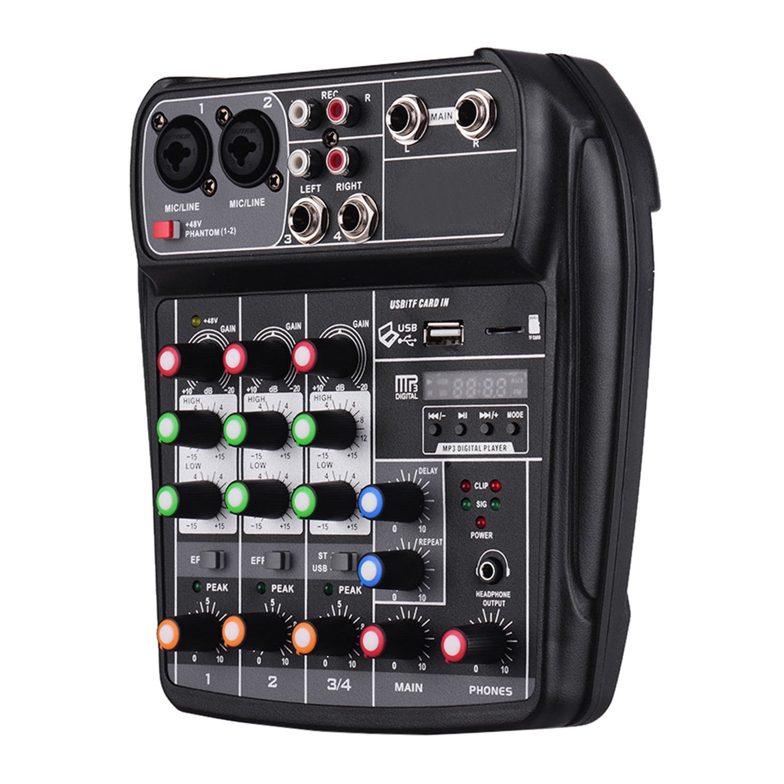 Usb Mixer,Audio Mixer,2 Channels Audio Mixer Usb 48V Phantom Power Compact Sound Mixing Console For Music Recording Home Karaoke Internet Karaoke