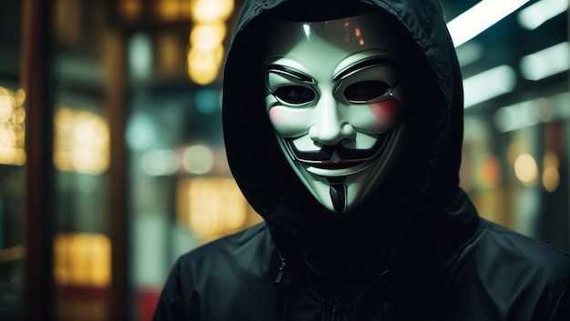 LED Light Up Anonymous Hacker Mask Halloween Guy Fawkes Vendetta Cosplay Costume