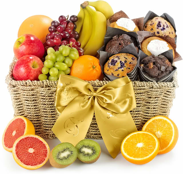 Fruit And Muffins Hamper - Fruit Gift Baskets And Gift Hampers With Next Day UK Delivery With Personal Message Attached