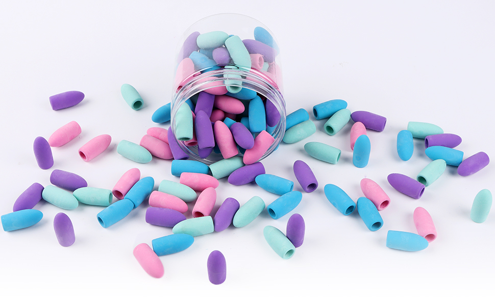 200 Pack Of Colorful Pencil Top Erasers - Upgrade Your