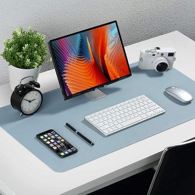 K KNODEL Large Office Leather Desk Mat, Mouse And Keyboard Pad