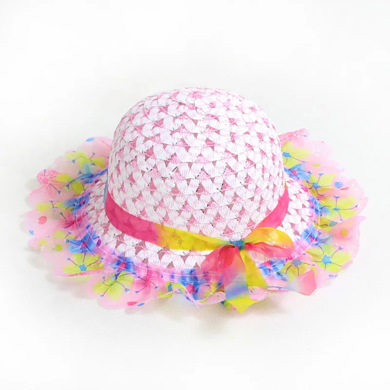 Kids Girls Straw Hat Versatile Bow Tie Ribbon Decoration Sun Hats Buy Cheaply On