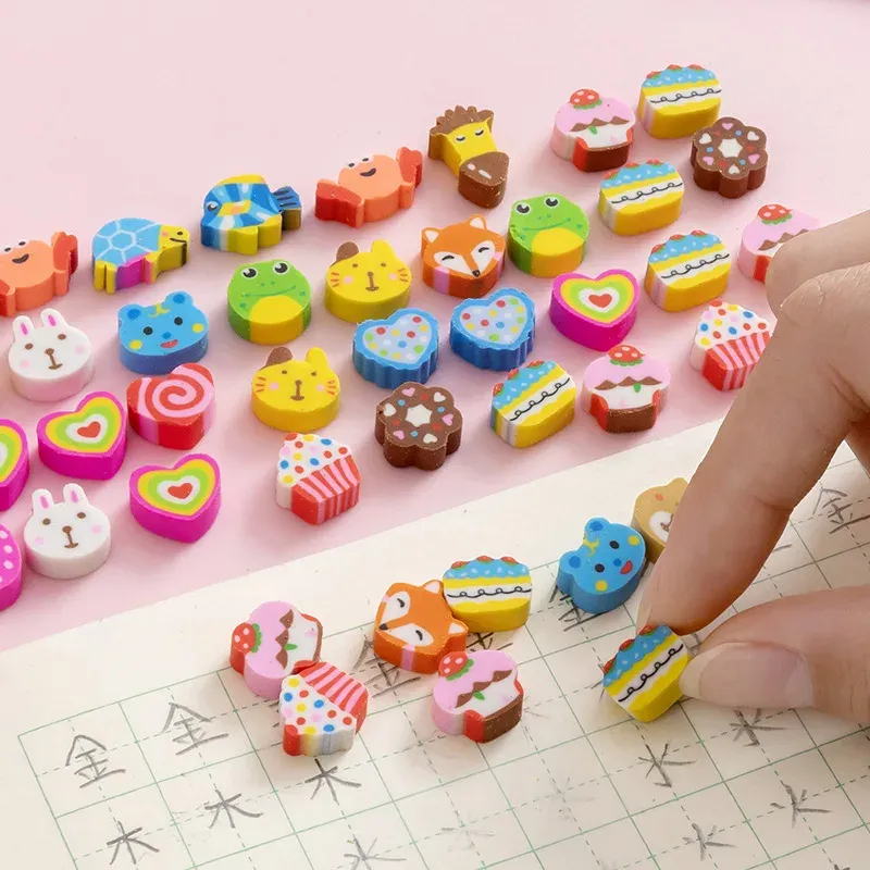 BlingKingdom 150pcs Fun Novelty Mini Erasers Cute Animal Fruit Multipack Non-Toxic Small Pencil Erasers For Students Homework School Classroom Rewards Prizes Party Favors