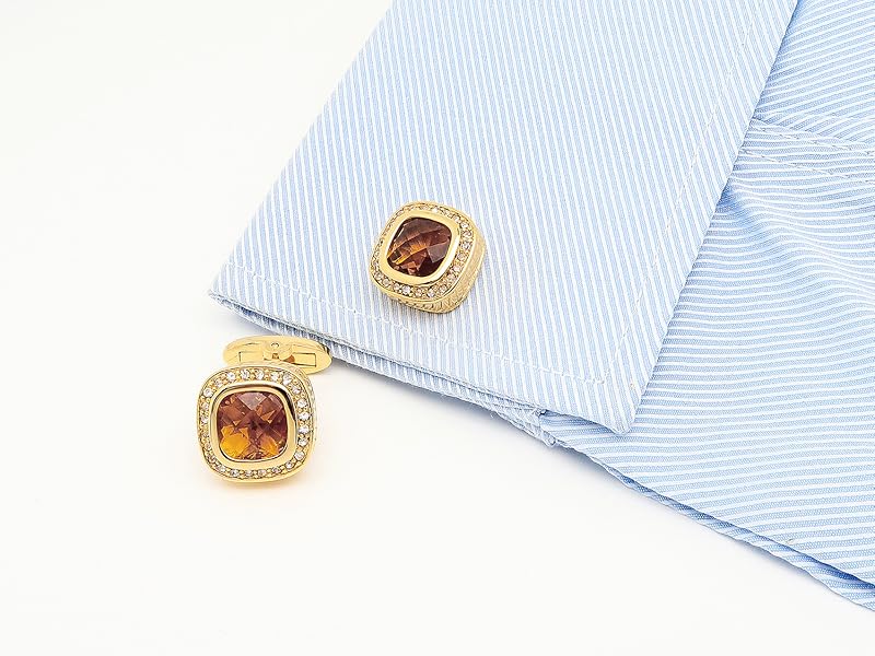 Jonwo Octagon Blue Goldstone Cufflinks For Men In Gift Box Silver Gold Plated Sparkling Men Cufflinks For Wedding Tuxedo Shirt Party Anniversary Dress (14K Gold Plated Cufflinks