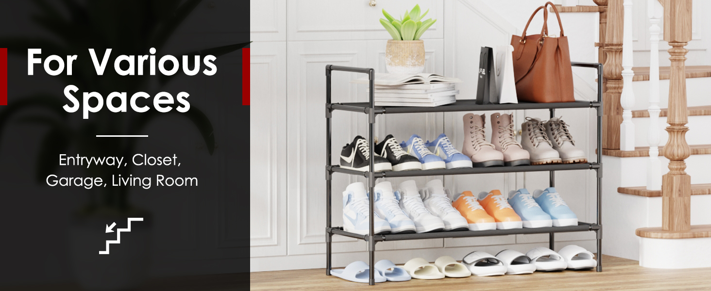 Wiksite 3 Tier Shoe Rack Organizer (40 X 36 X 26 Cm), Compact
