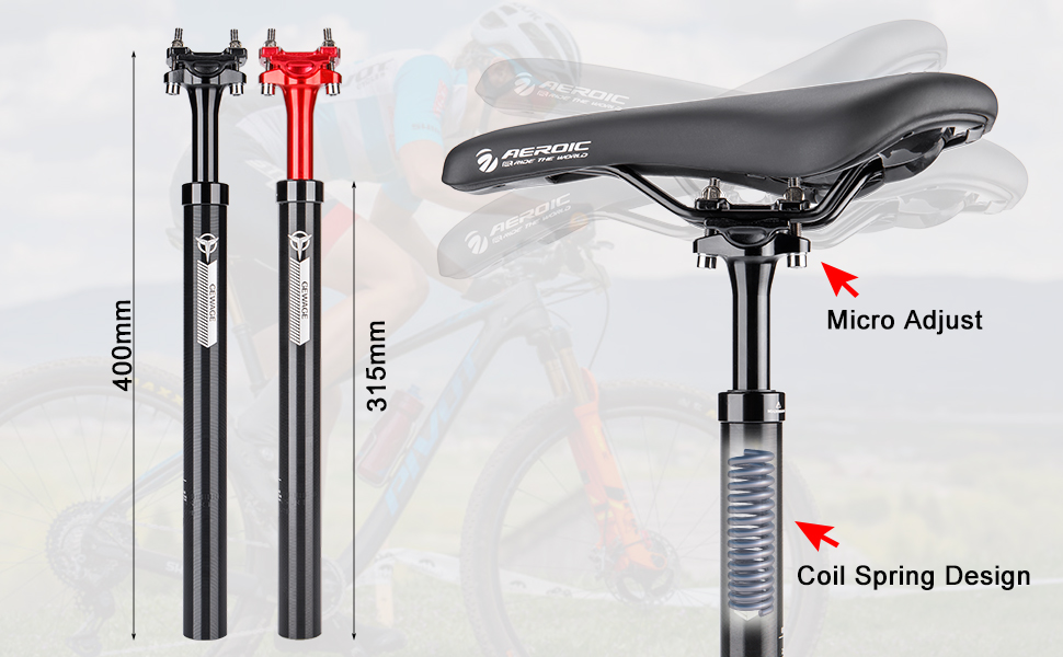 Bike Seat Bike - 27.2/30.9/31.6mm X 400mm Shock Absorbing Post For MTB & Road Bikes Suspension Seatpost