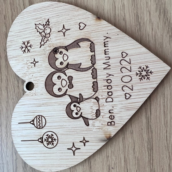 Personalised Family Christmas Xmas Tree Decoration Ornament - Fireplace Family