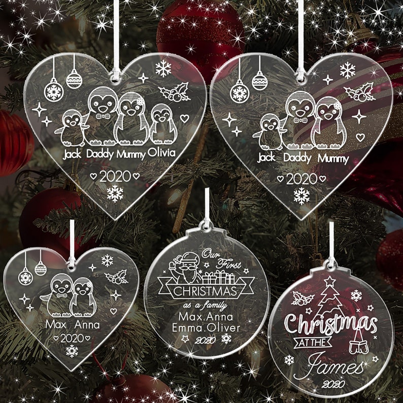 Personalised Family Christmas Xmas Tree Decoration Ornament - Fireplace Family