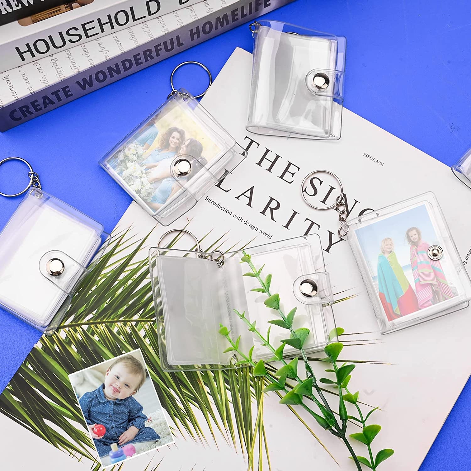 MXHBSTP 2Pcs Mini Photo Album, Small Photo Book Keyring, Photo Album Scrapbook Keyring Small Keyring Pockets Photo Key Accessories For Family Couples