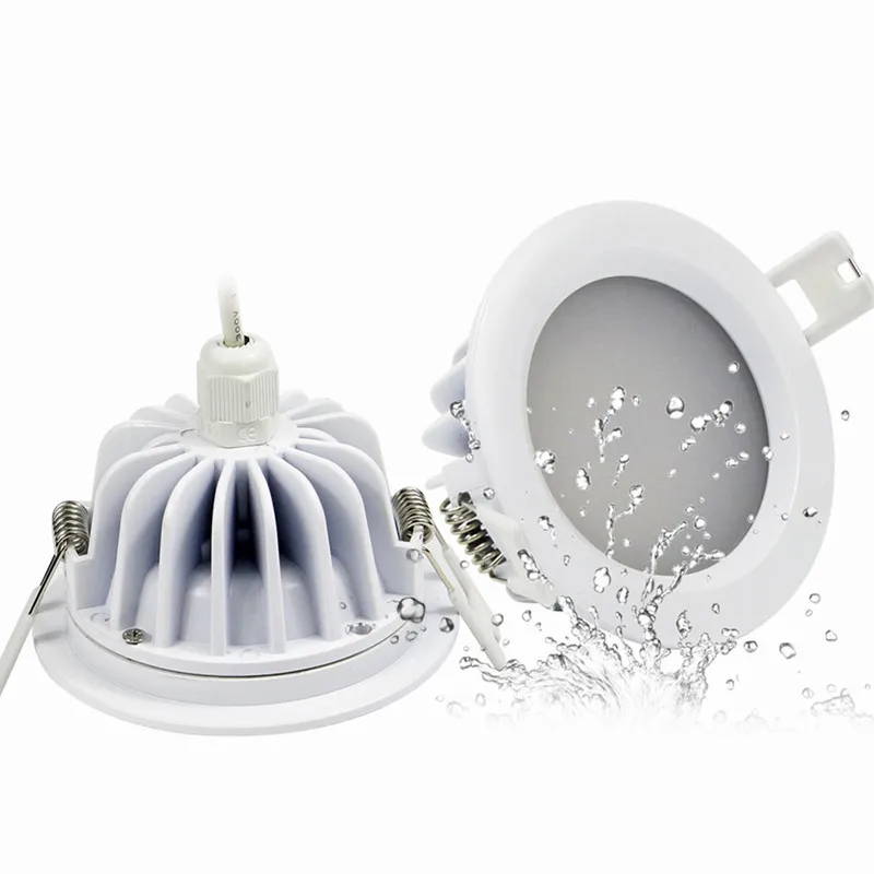 IP65 Downlight Waterproof LED Spotlight Bathroom Shower Lights, Round Recessed Lamp Ceiling Lighting Fixture, 3W 5W 7W AC110V-240V 3000K 4000K 6000K, Outdoor Spot Lights
