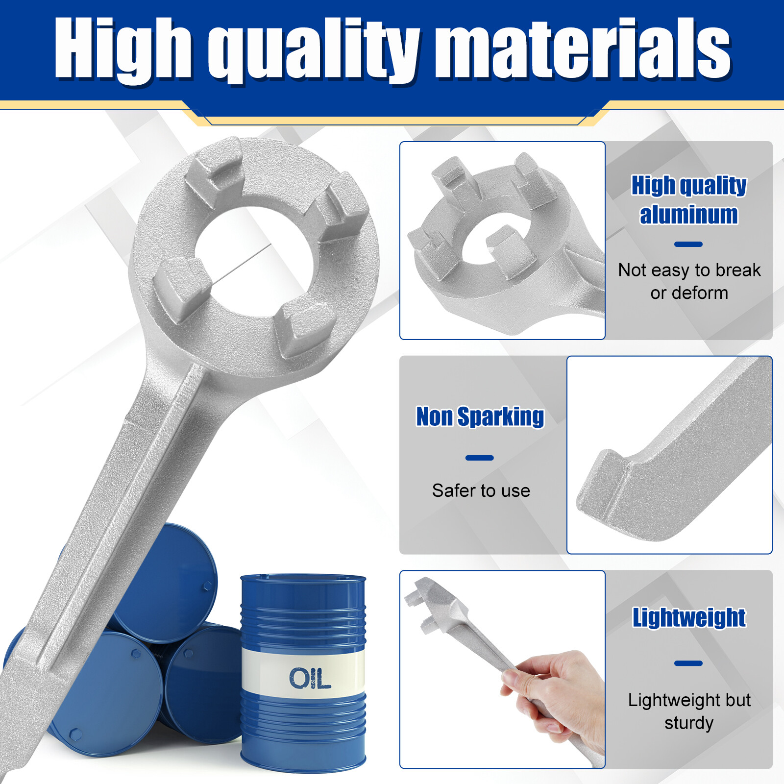 Akozon Drum Wrench, Aluminum Oil Drum Bung Wrench Spanner For Opening