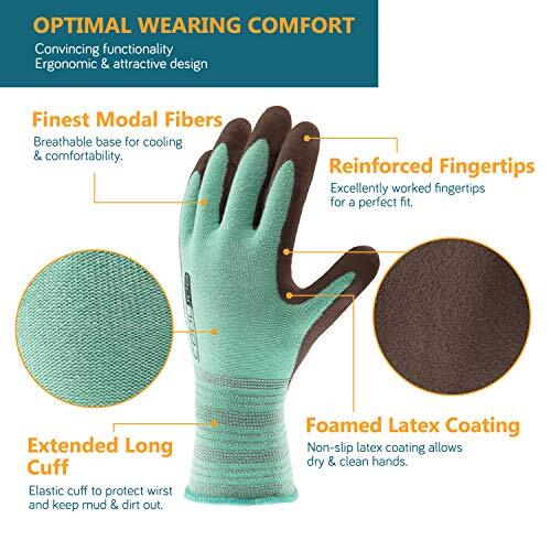 COOLJOB 6 Pairs Gardening Gloves For Women Ladies, Breathable Rubber Coated For Yard Garden, Outdoor Indoor Protective Work With Grip, Medium Size, Red & Green