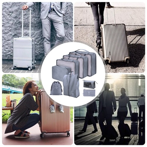 Travel Packing Cubes, Toifucos Multifunction 8pcs/set Luggage Organiser Compression Suitcase Essential Bag, Dark Gray