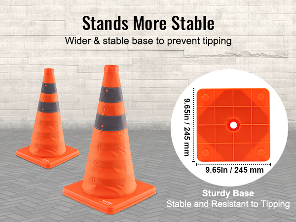 Safety Cones Dropship VEVOR , 4 Pack 18 Inch Collapsible Traffic Cones, Construction Cones With Reflective Collars Wide Base And A Storage Bag For Traffic Control Driving Training Parking Lots Orange Cones For Parking