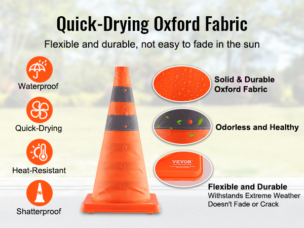 Safety Cones Dropship VEVOR , 4 Pack 18 Inch Collapsible Traffic Cones, Construction Cones With Reflective Collars Wide Base And A Storage Bag For Traffic Control Driving Training Parking Lots Orange Cones For Parking