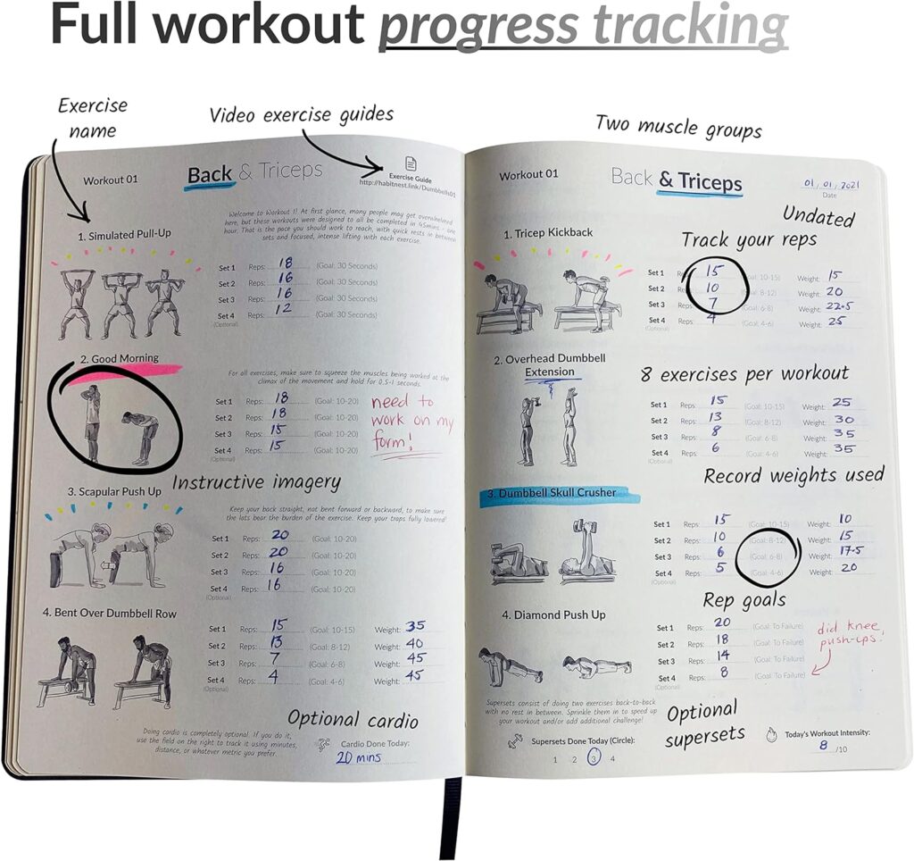 Workout Book DOURA Fitness Journal - Workout Log Book For