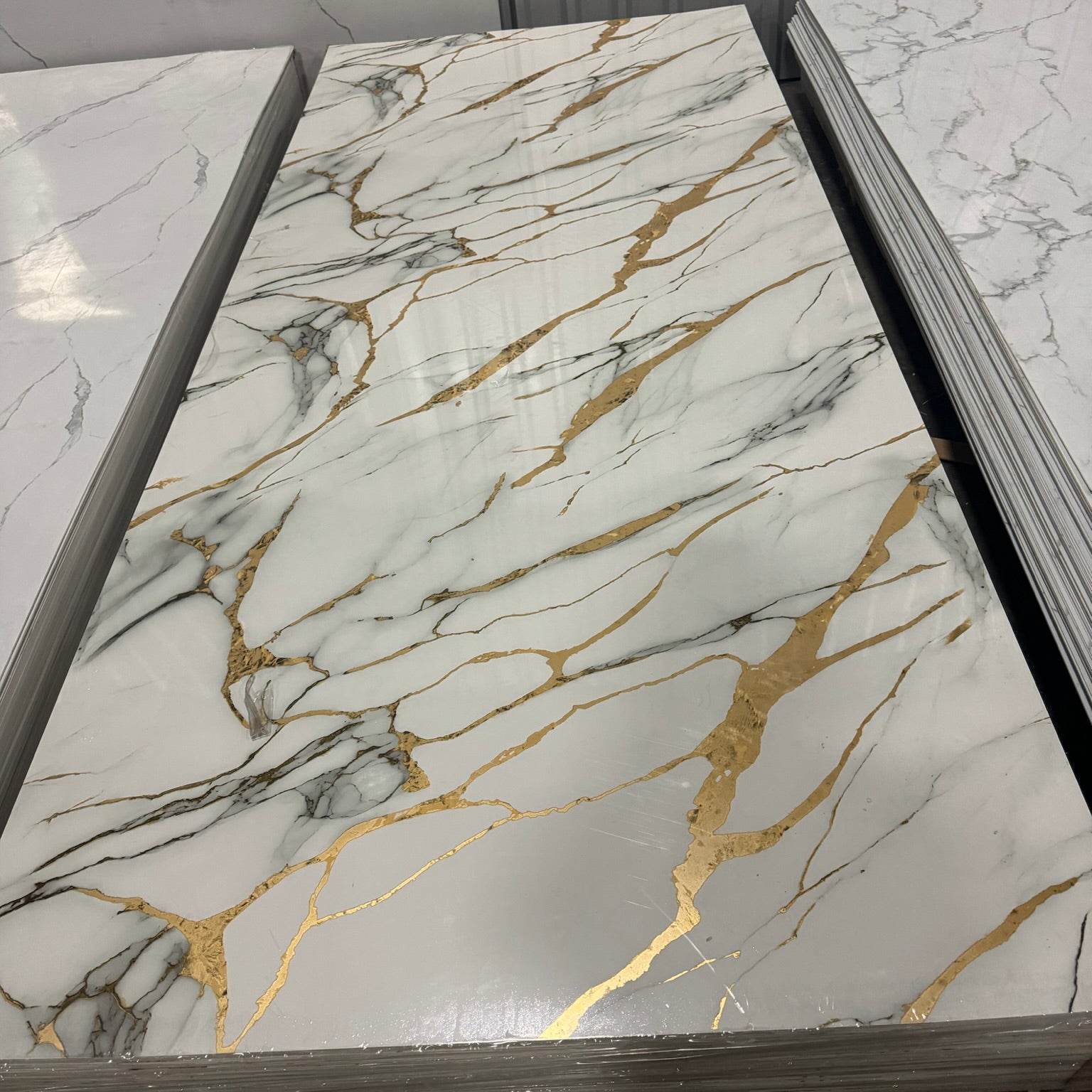 PVC WALL PANEL DECORATIVE MARBLE SHEET 4 X 8 FT - GREY GOLD